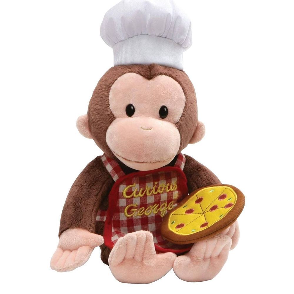 LIMITED EDITION GUND Curious George Pizza Pie Monkey Stuffed Animal Plush, Multi